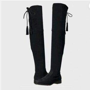 Marc Fisher Olympia Over The Knee Boots Black Faux Suede Pointed Toe SZ 7.5